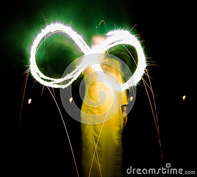 Diwali night long exposure photography with crackers Stock Photo