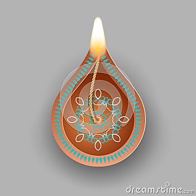 Diwali Oil Lamp Vector Illustration