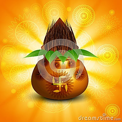 Diwali pooja Beautiful kalash Vector Illustration