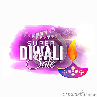 Diwali sale and offers promotional design with creative diya Vector Illustration