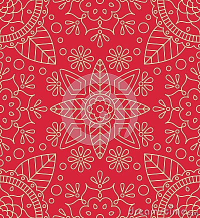 Diwali seamless pattern with indian ornament, flower and leaf Stock Photo
