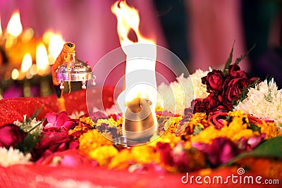 Diwali time deepak light macro Stock Photo
