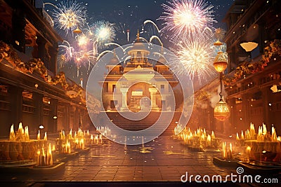 Diwali wishes featuring a stunning display of Stock Photo