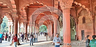 The Diwan-i-Am, or Hall of Audience, located in the Red Fort of Delhi Editorial Stock Photo