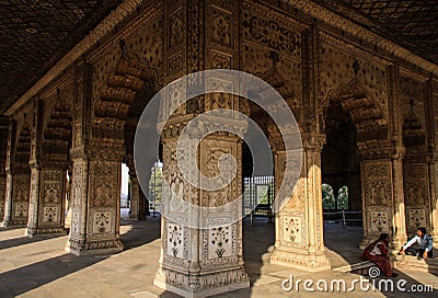 Inside Diwan-i-Khas at the end of the day, Red Fort, Delhi, India Stock Photo