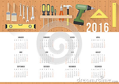 Diy calendar 2016 Vector Illustration