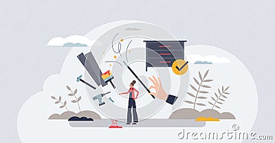 DIY and crafting trends with do it yourself repairs tiny person concept Vector Illustration