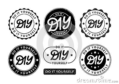 DIY do it yourself. Lettering abbreviation logo circle stamp. Rubber seal stamp on white background Vector illustration. Vector Illustration