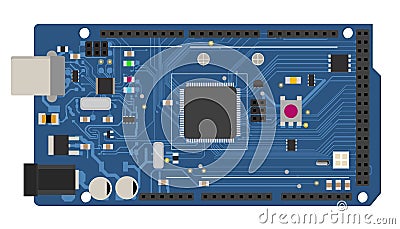 DIY electronic mega board with a micro-controller Stock Photo