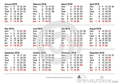 DIY fold and glue year 2018 calendar - United Kingdom Stock Photo