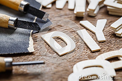 DIY Letters Woodwork Stock Photo