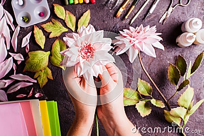 DIY making realistic flowers Stock Photo