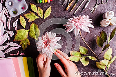 DIY making realistic flowers Stock Photo