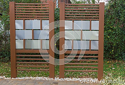 DIY Patio Privacy Fence Stock Photo