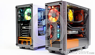 DIY PC Builds to suit specific needs, including low-volume, quiet operation, or unique designs. Close-up. Generative Ai Stock Photo