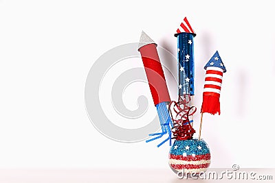 Diy 4th of July decor color American flag, red, blue, white. Gift idea, decor USA Independence Day Stock Photo