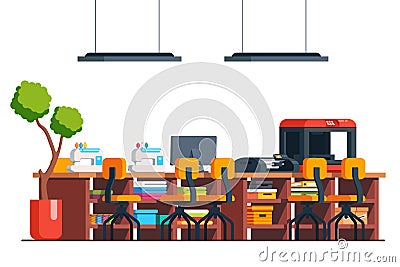 Diy workshop studio room, tailor sewing machine Vector Illustration