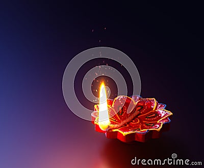 Diya lamp lit during diwali celebration Stock Photo