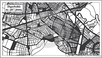 Diyarbakir Turkey City Map in Black and White Color in Retro Style. Outline Map Stock Photo