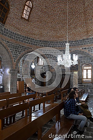 Virgin Mary Syriac Orthodox Church in Diyarbakir, Turkey. Detail from inside the church. Editorial Stock Photo