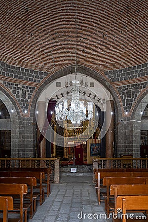 Virgin Mary Syriac Orthodox Church in Diyarbakir, Turkey. Detail from inside the church. Editorial Stock Photo