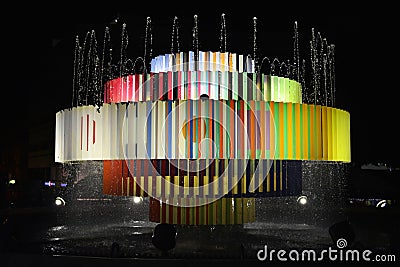 Dizengoff Square at night , Tel Aviv Editorial Stock Photo