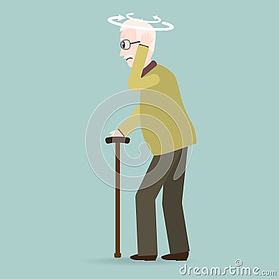 Dizziness elderly man icon. old people icon, medical sign Vector Illustration