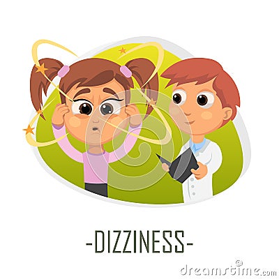 Dizziness medical concept. Vector illustration. Cartoon Illustration