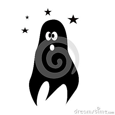 Dizzy ghost black silhouette cartoon Stock Photo