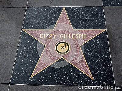 Dizzy Gillespie star with Record Logo on Hollywood Walk of Fame Editorial Stock Photo