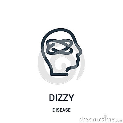 dizzy icon vector from disease collection. Thin line dizzy outline icon vector illustration. Linear symbol for use on web and Vector Illustration