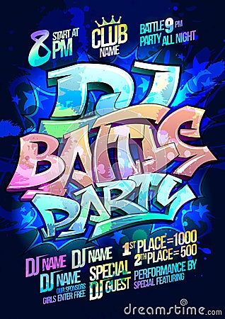 Dj battle party poster design concept Vector Illustration