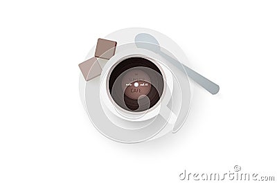 DJ cafe. Abstract cup of coffee with vinyl record. Vector Illustration