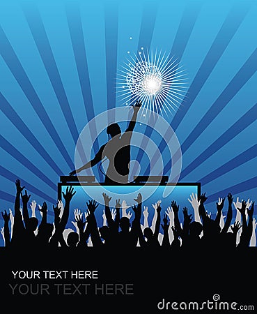 Dj cheering audience Vector Illustration