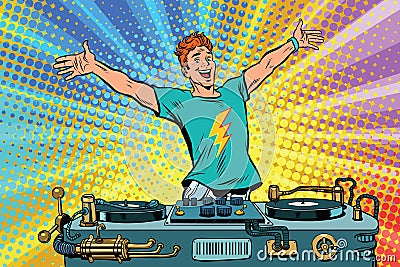 DJ on a club party Vector Illustration