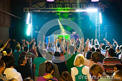 DJ and dance floor Editorial Stock Photo