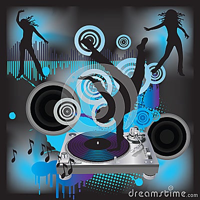 DJ disko Cartoon Illustration