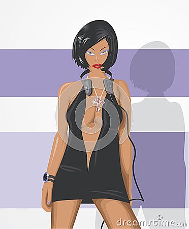 DJ Girl Vector Illustration