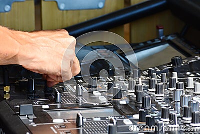 DJ hands Stock Photo