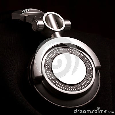 Dj headphones on black Stock Photo