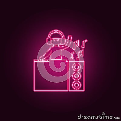 DJ icon. Elements of Family in neon style icons. Simple icon for websites, web design, mobile app, info graphics Stock Photo