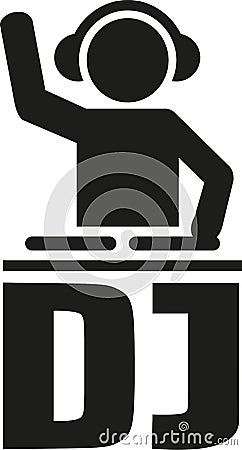 DJ icon with DJ letters Vector Illustration