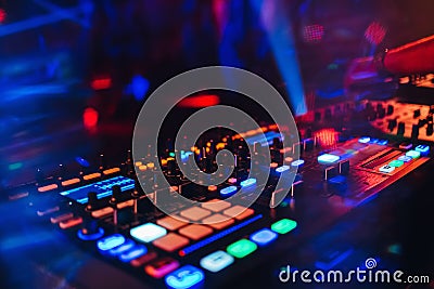 DJ mixer controller panel for electronic music Stock Photo