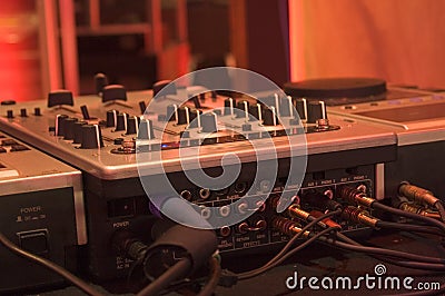 DJ Mixer controls Stock Photo