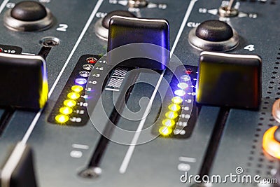 DJ Mixer Volume Faders Stock Photo