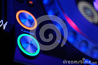 Dj mixes the track in the nightclub Stock Photo