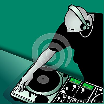 DJ mixing Vector Illustration