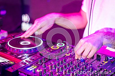 Dj mixing music Stock Photo