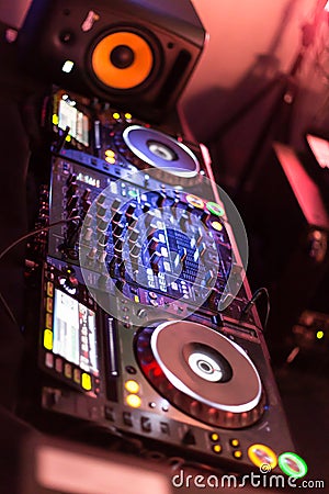 DJ mixing set Stock Photo