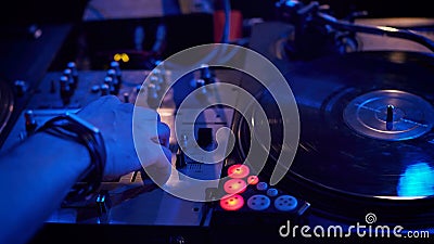 Dj play music at hip hop party. Stock Photo